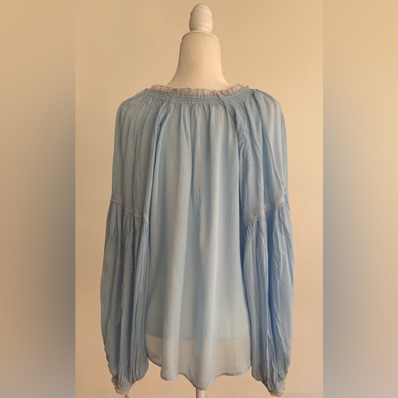 Free People Peasant Boho Tie Neck Blouse size small - Picture 4 of 9